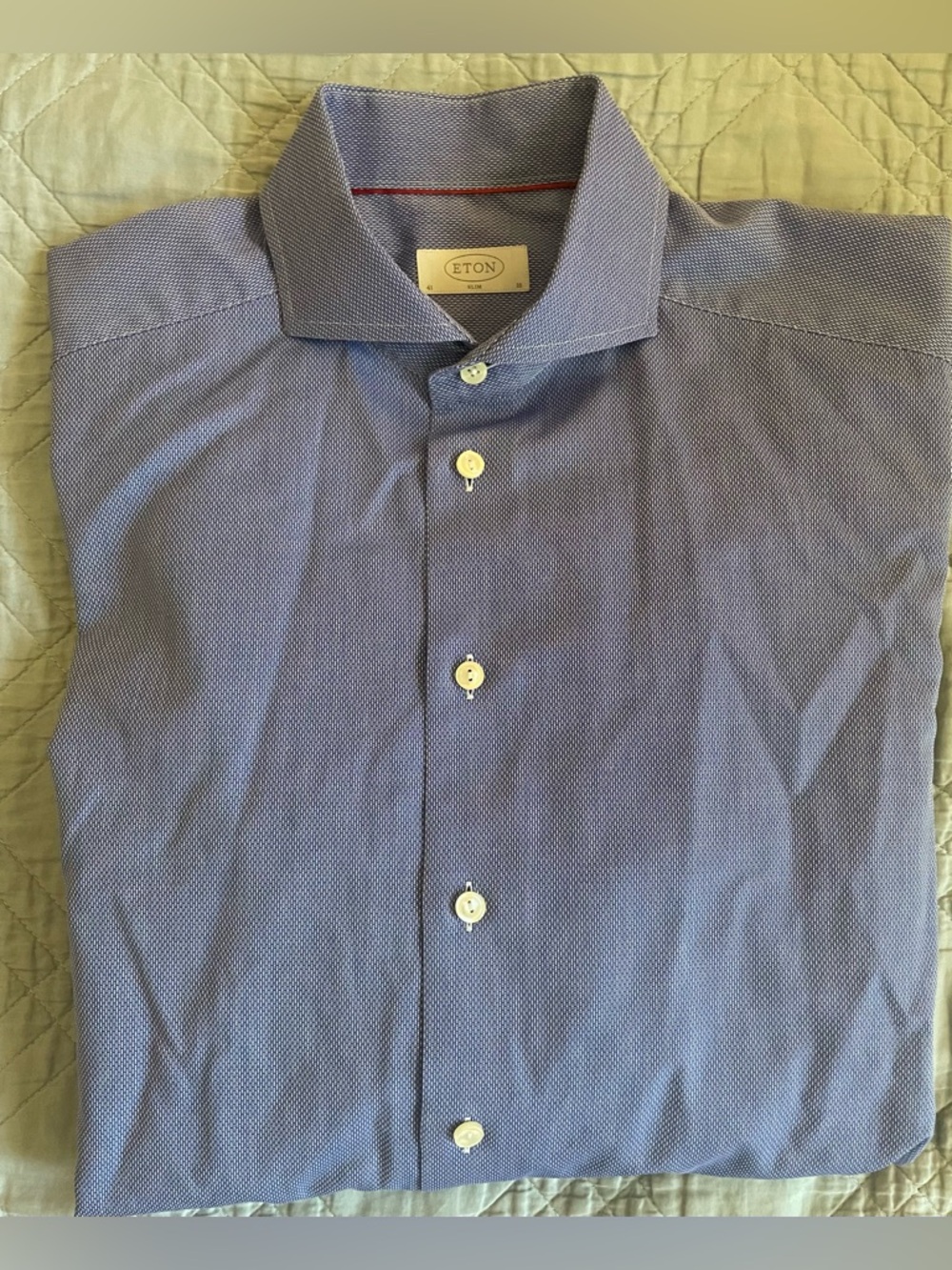 ETON Slim Fit Finely Textured Nailhead Dress Shirt in Blue Size 41/16 $270